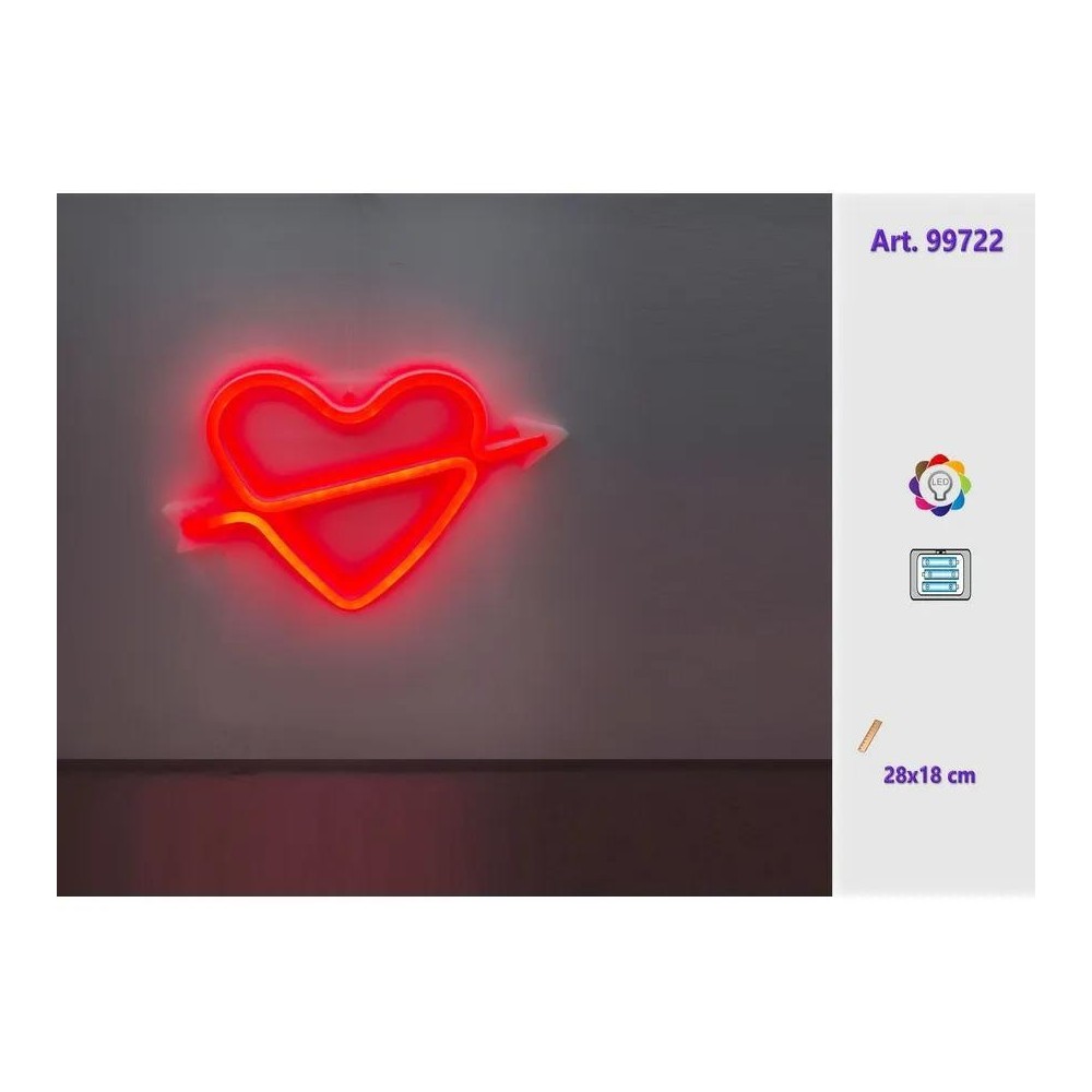 CUORE IN PLASTICA LUMINOSO COL. ROSSO 28X18